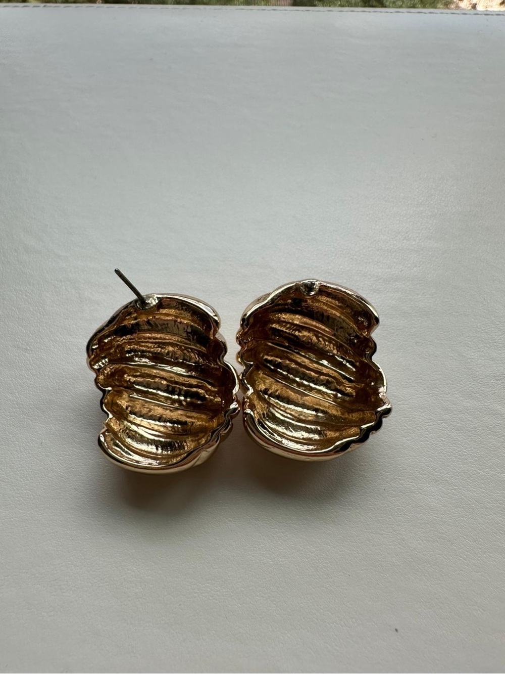 Gold-Tone Textured Shell Stud Earrings - Women Jewelry